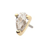 14Kt Yellow Gold 3 Prong Setting Pear Clear Lab-Grown Diamond Threadless Top