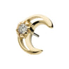 14kt Gold Threadless Cut Out Crescent Moon Top with Center Round Lab-Grown Diamond