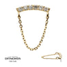14kt Yellow Gold Threadless Curved Bar Cluster Top with Prong Set 6 Round Lab-Grown Diamonds & Dangle Chain