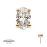 14Kt Yellow Gold 4 Prong Setting Oval Clear Lab-Grown Diamond Threadless Top