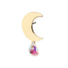14Kt Yellow Gold Threadless Crescent Moon Top with Invisible Set Pear Gem Dangle