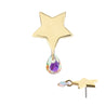 14Kt Yellow Gold Threadless Star Top with Invisible Set Pear Gem Dangle