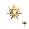 14Kt Yellow Gold Threadless Round Bezel Set Gem Sunburst Top