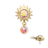 14Kt Yellow Gold Threadless Bezel Gem Sunburst Top with Invisible Set Round Dangle