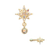 14Kt Yellow Gold Threadless Pave Set Gem North Star Top with Bezel Round Dangle