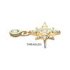 14Kt Yellow Gold Threadless Pave Set Gem North Star Top with Bezel Round Dangle