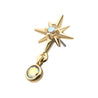 14Kt Yellow Gold Threadless Prong Set Gem North Star Top with Bezel Round Dangle