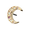 14Kt Yellow Gold Threadless Pave Set Round Gem Crescent Moon Top