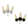 14Kt Yellow Gold Threadless Prong Set Round Gem Triple Spike Top