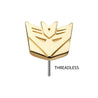 14Kt Yellow Gold Transformers Decepticon Logo Threadless Top