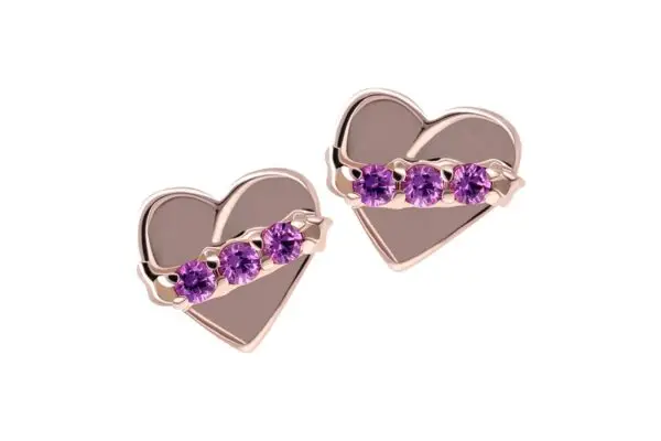 18K Gemmed Banner Heart