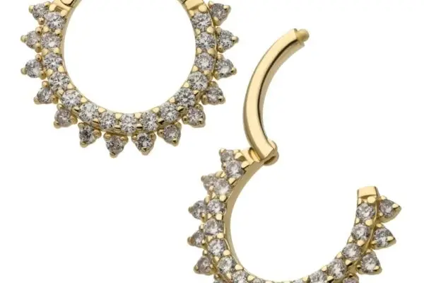 The 14K Spiked Clicker - Diamond earrings feature lab-grown diamonds in a bold spiked design, shown on a white background with the "Lab Grown Diamonds 14K Gold" label below.