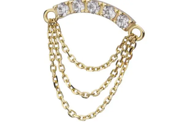 14K curved 3 tier dangle
