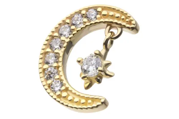 14k moon and star dangle