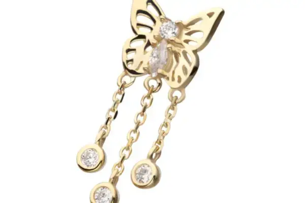 14k butterfly dangle