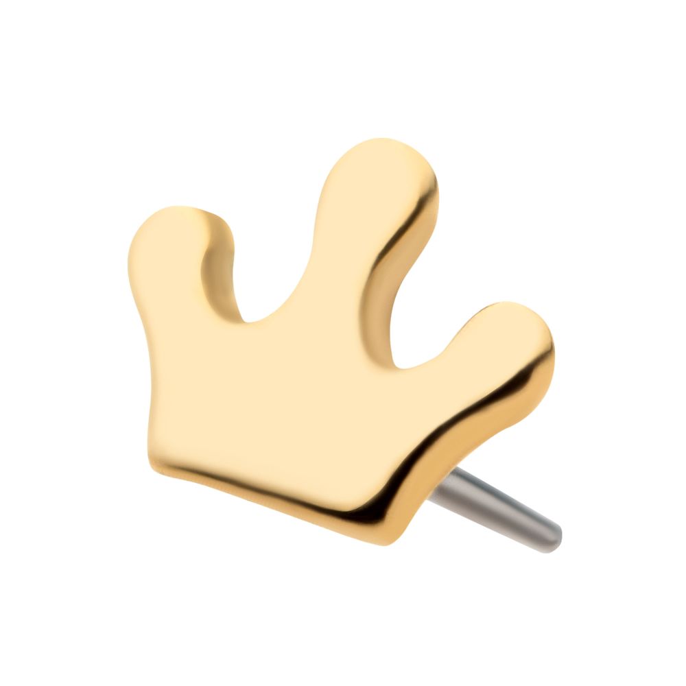 A 14K Crown Cut-Out gold stud earring with a simple, stylized crown design featuring three rounded points, displayed on a plain white background. A 14K Crown Cut-Out gold stud earring with a simple, stylized crown design featuring three rounded points, displayed on a plain white background.