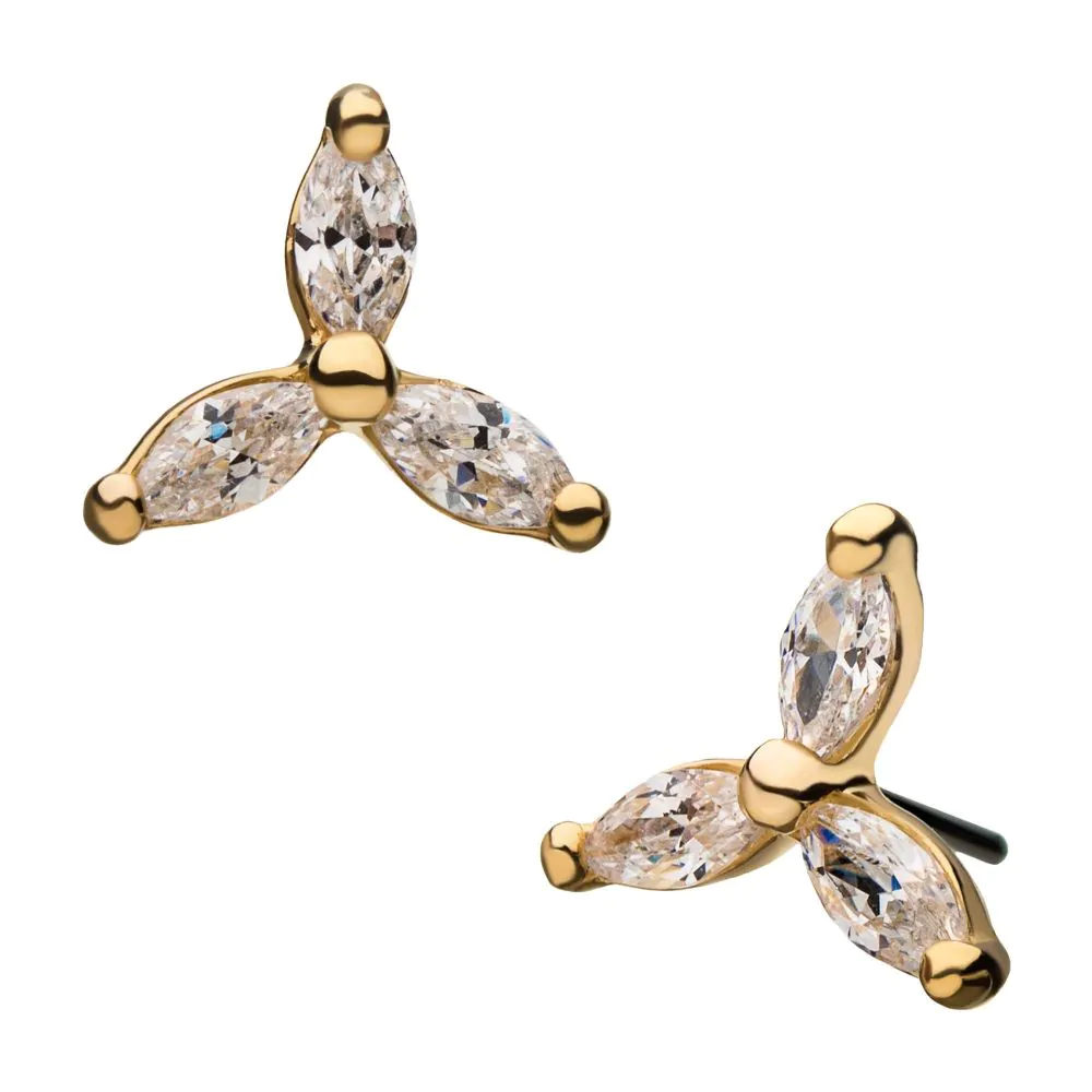 14K Trinity Marquise