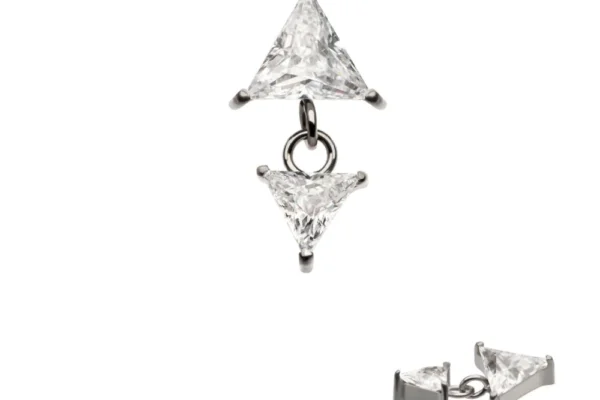 Double Triangle Prong Set CZ Dangle Top
