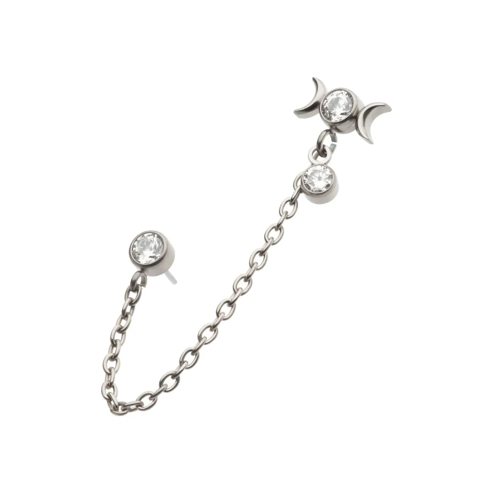 Triple Moon Phase & Duo Bezel with Chain Dangle Triple Moon Phase & Duo Bezel with Chain Dangle