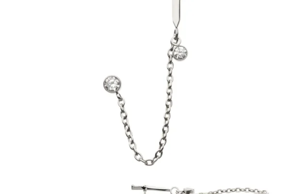 Dagger & Duo Bezel with Chain Dangle