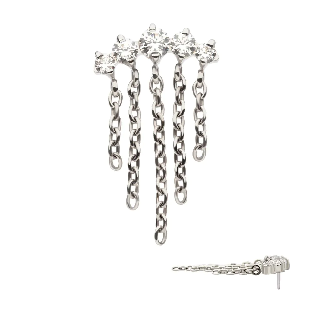 5-Cluster Round CZ Top with 5 Dangle Chains