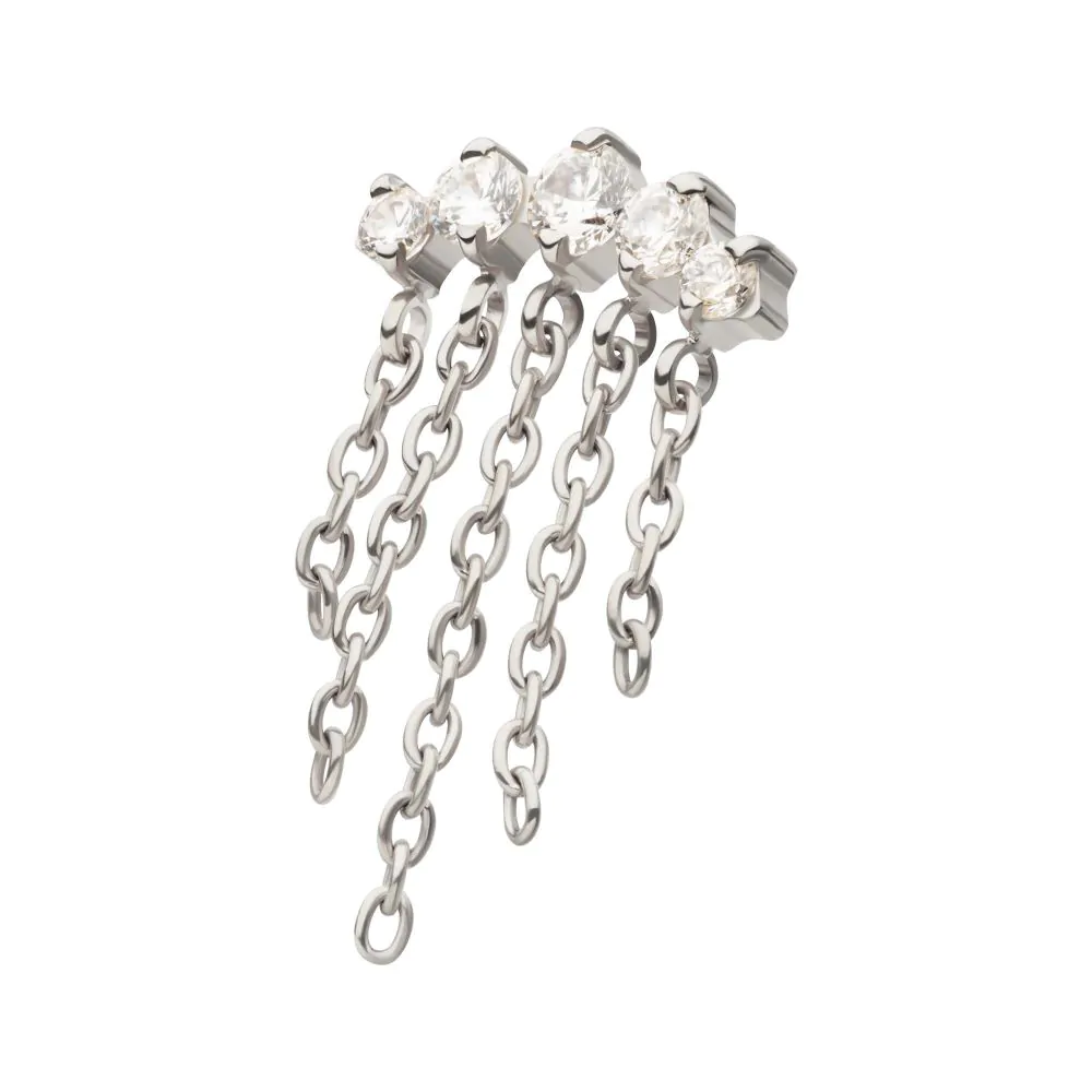 5-Cluster Round CZ Top with 5 Dangle Chains 5-Cluster Round CZ Top with 5 Dangle Chains
