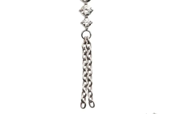 Triple Round CZ Top with 2 Dangle Chains