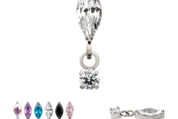 Marquise Top with Prong Set Gem Dangle