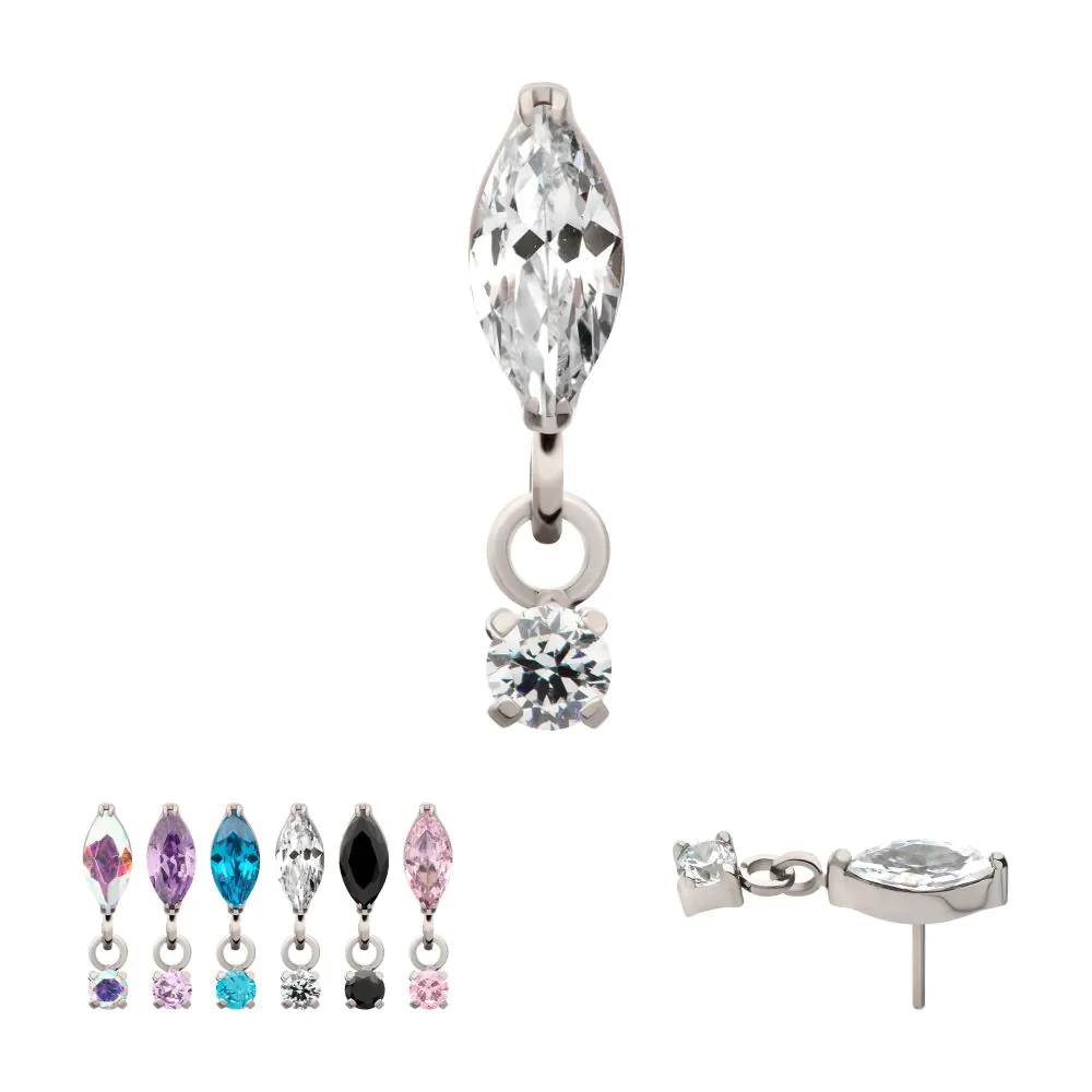 Marquise Top with Prong Set Gem Dangle