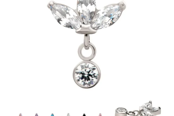 3 Marquise Fan with Bezel Gem Dangle