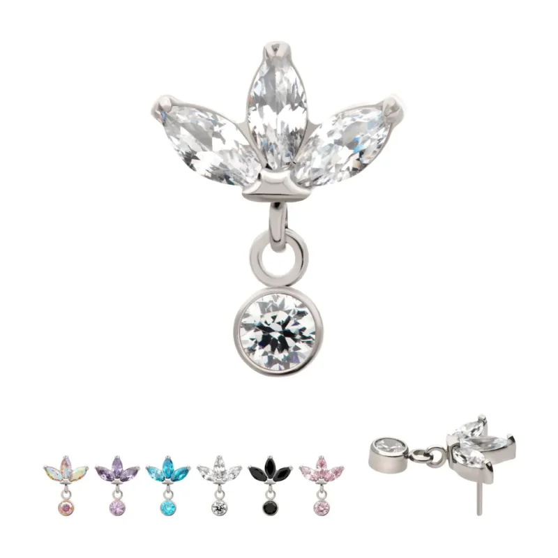 3 Marquise Fan with Bezel Gem Dangle