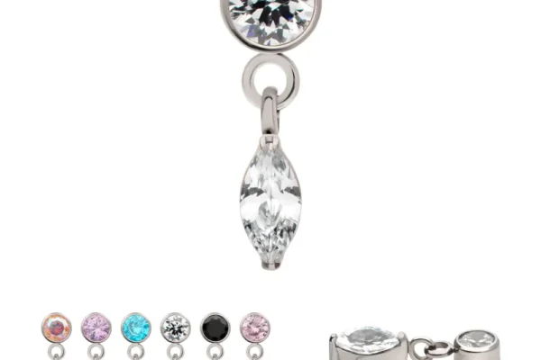 Bezel Gem with Marquise Dangle