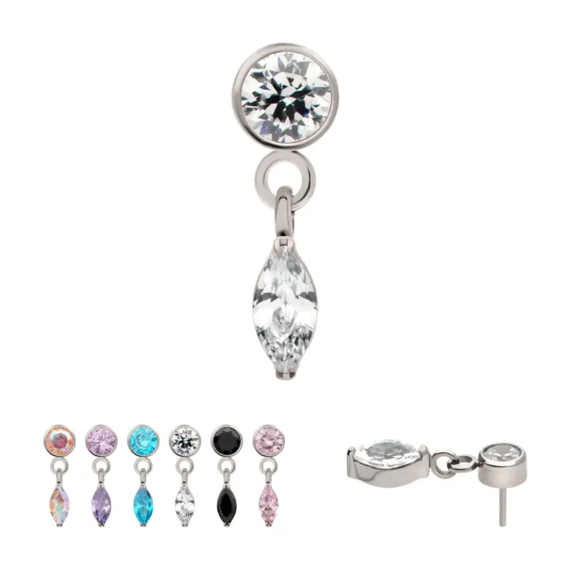 Bezel Gem with Marquise Dangle