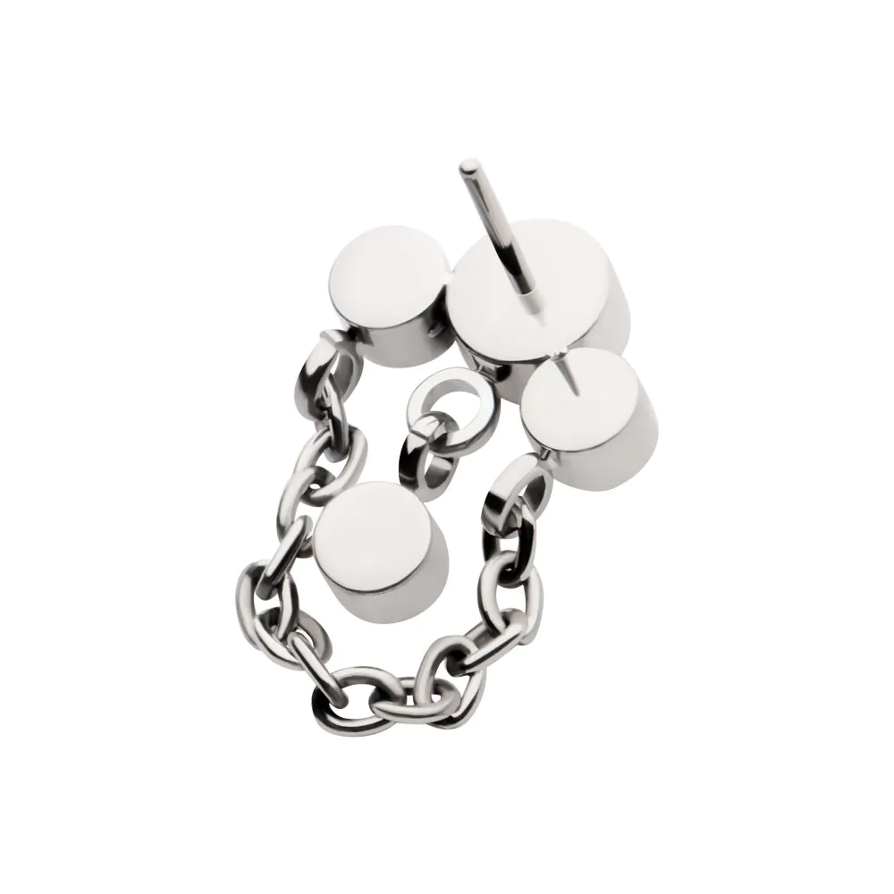 3-Cluster Bezel Round CZ Top with Chain & Gem Dangles 3-Cluster Bezel Round CZ Top with Chain & Gem Dangles