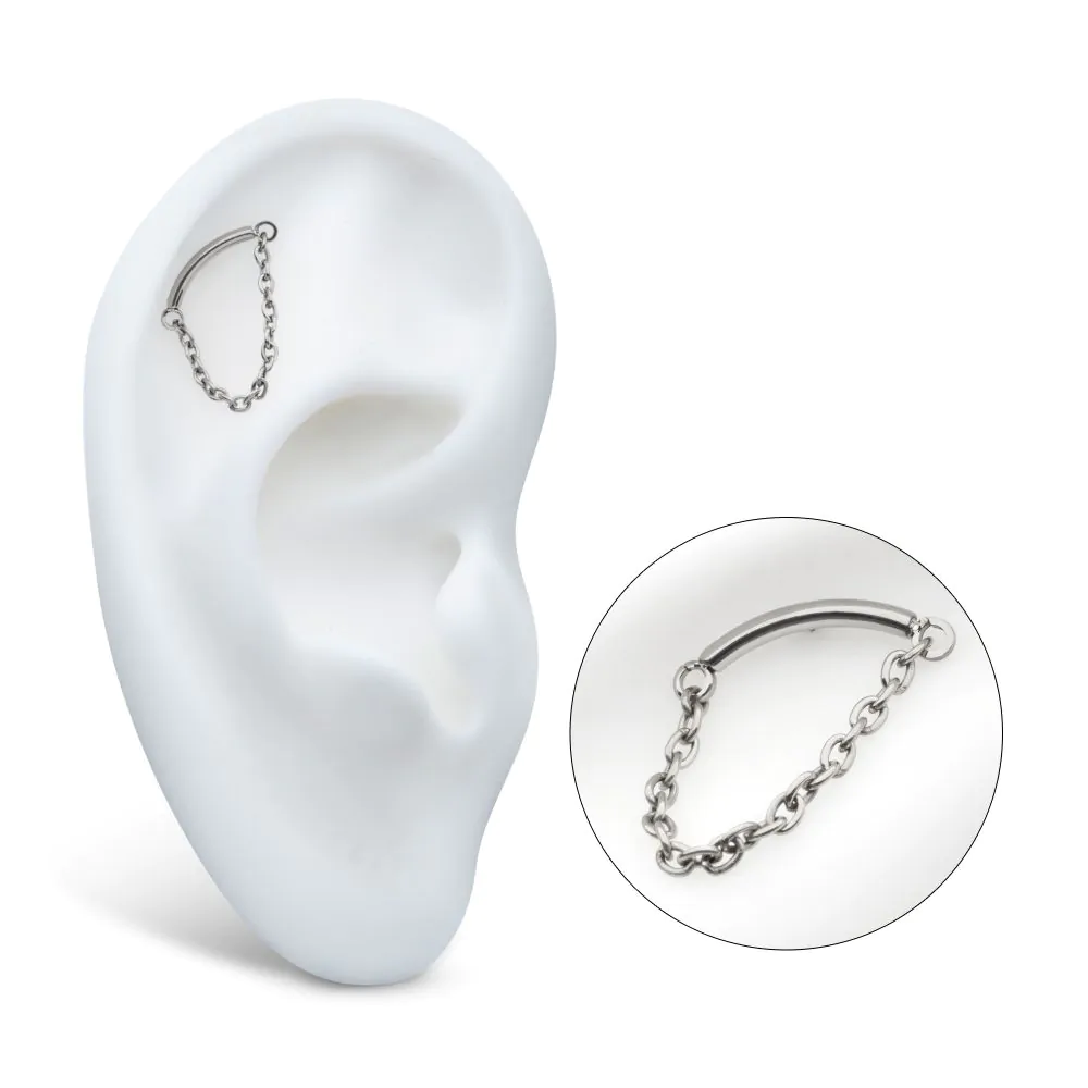 Curved Bar with Chain Dangle Curved Bar with Chain Dangle