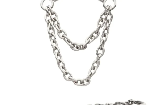 Curved Bar with 2-Tier Dangle Chain